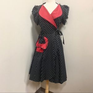 Magic Mushroom Wrap Polka Dot Dress Vintage 50s